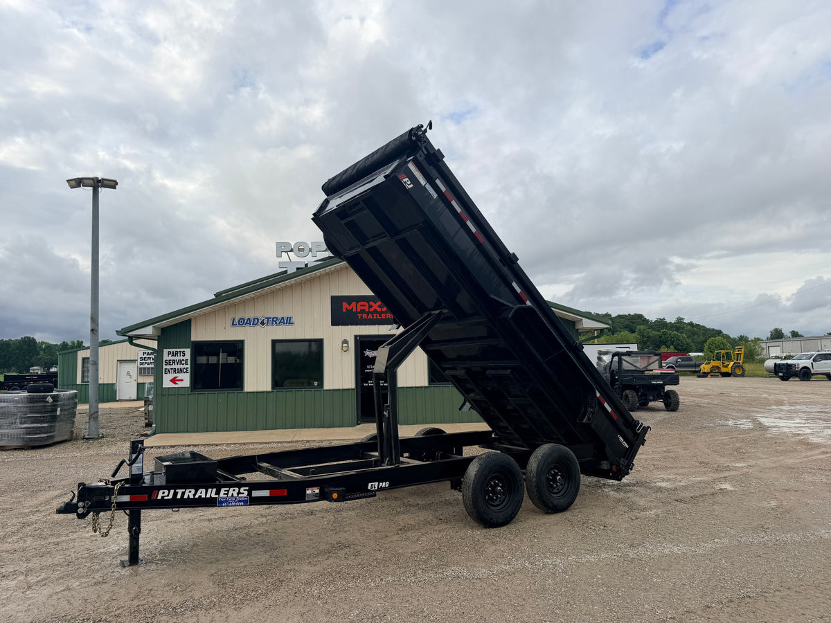 2024 Used PJ Dump Trailer | 82" x 16' | 14000 GVWR | Scissor Lift | 2-Way Gate | Low Profile Heavy Duty Dump Trailer