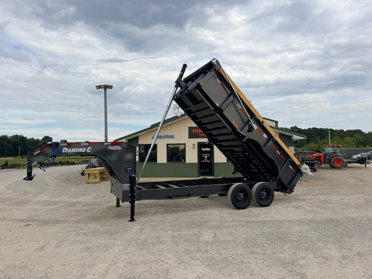 2027 New Diamond C Dump Trailer | 16' x 82" | 23000 lb GVWR | Telescopic Gooseneck | 10k Torsion Axles | Model LPT210GN