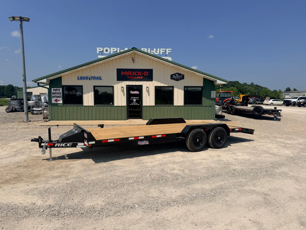 2026 New Rice Car Hauler Trailer | 82" x 20' | 9900 GVWR | Tandem Axle | 5' Slide-In Ramps | FMCMR8220