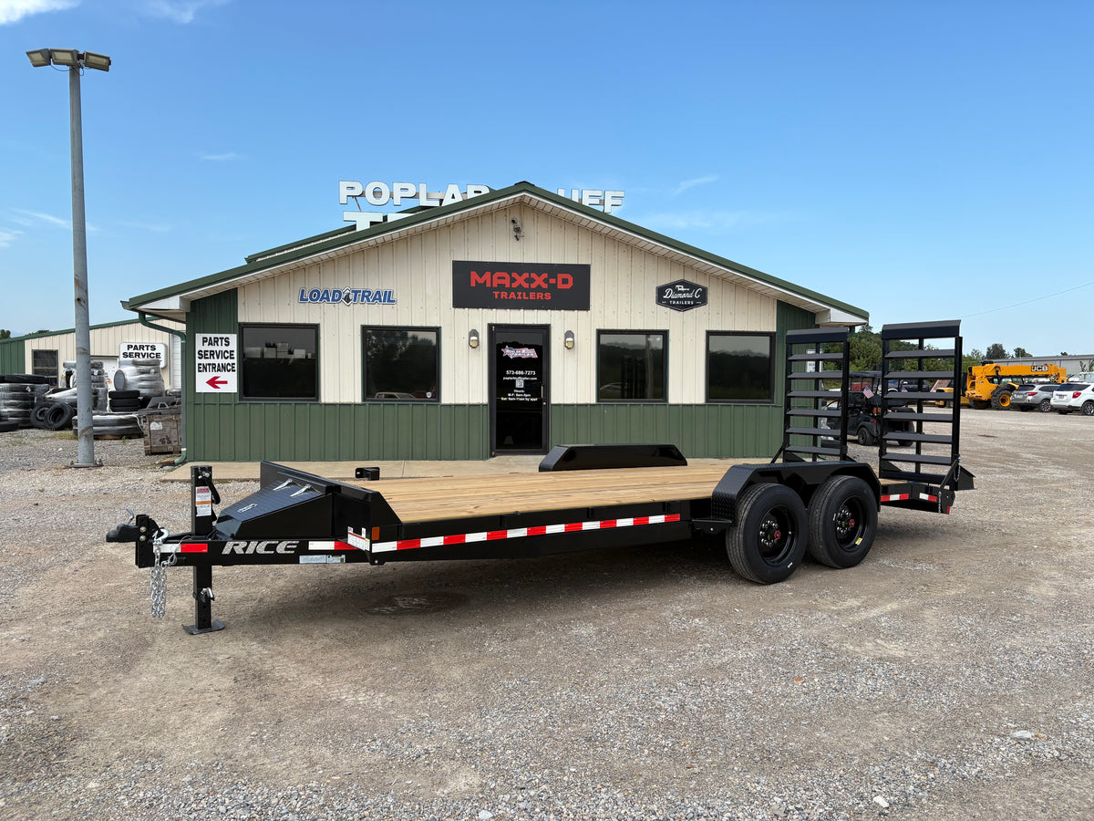 2026 New Rice Equipment Trailer | 82" x 20' | 16000 lbs GVWR | Tandem 8K Axles | Spring Assisted Ramps | FMHD22 16K