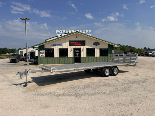 2020 Used Aluma Utility Trailer | 8.5 x 24' | 9900 lb GVWR | Aluminum Deckover | Bi-fold Tailgate | 1024HTA-BT-DT-RR-RTD
