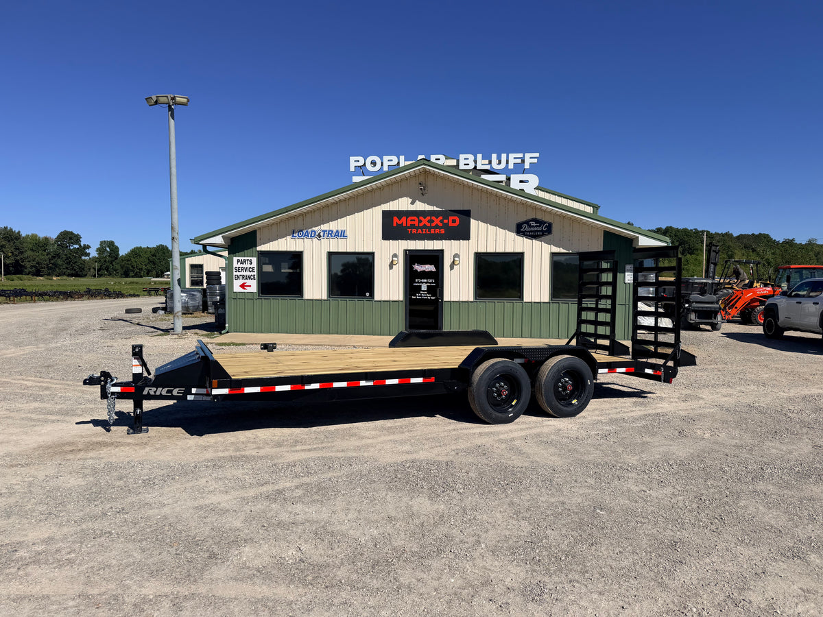 2027 New Rice Equipment Trailer | 82" x 20' | 16000 lb GVWR | Tandem 8K Axles | 5' Spring Assist Ramps | FMHD20 16K Equipment HD