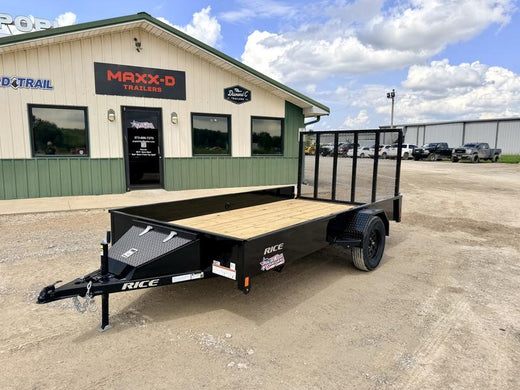 2026 New Rice Trailers Utility Trailer | 76" x 12' | 2990 lb GVWR | Single Axle | Solid Steel Sides | SST7612