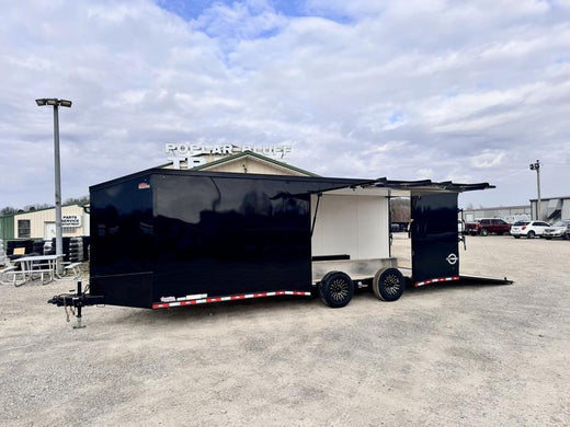 2026 New United Enclosed Car Hauler Trailer | 8.5' x 27' | 14000 GVWR | V-Nose | Premium Jump Door Tandem | CLAV-8.527TA70-B